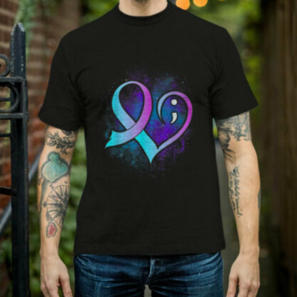 Heart Semicolon Suicide Prevention Mental Health Awareness T-Shirt